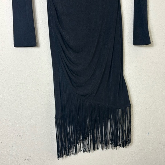 NWT Lulus Out For the Evening Black Fringe Long Sleeve Bodycon Dress size Small - Picture 8 of 13